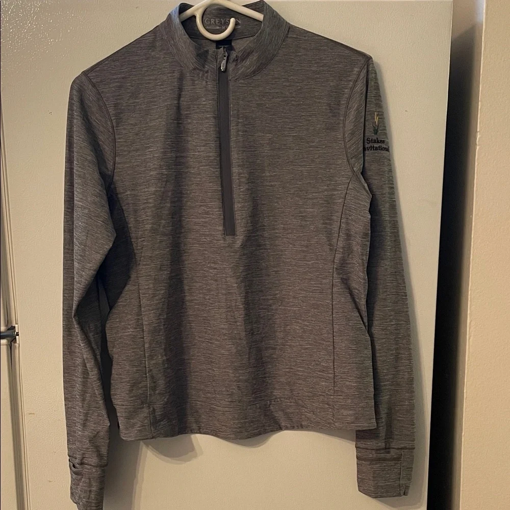 Greyson Women’s Medium Heathered Gray Zip Pullover Stakes Invitational Logo - Picture 1 of 10